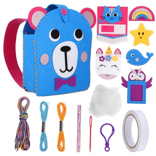 DIKACA 1 Set Filz Nähset Für Niedliche Filz Bastelideen DIY Filz Einhorn Tasche Nähwerkzeuge Für Anfänger Kreative Bastelmaterialien 7 Teiliges Set Aus Hochwertigem Filz von DIKACA