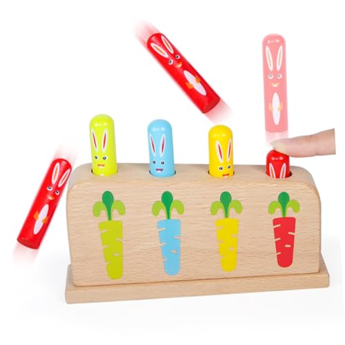 DIKACA 1 Set Holzspielzeug Pop up Für Kognitive Fähigkeiten Fördern Mit Lustigem Cartoon Stick Spiel Zufälliger Stil von DIKACA