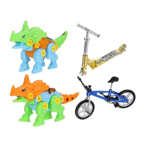 DIKACA 1 Set Mini Finger Fahrrad DIY Dinosaurier Modell Set Fingerbike Und Finger Scooter Für Kreative Desktop Wettkämpfe Mit Zubehör Und Selbstgebauten Dinosauriern von DIKACA