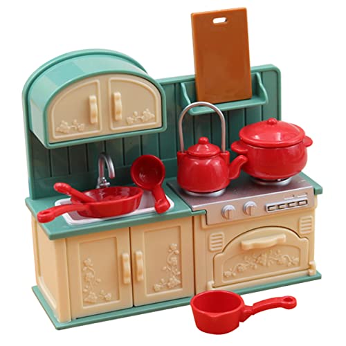 DIKACA 1 Set Miniatur Puppenhaus Küchenzubehör Mit Kochutensilienschrank Für Kinderzimmer Ideal Puppenhaus Zubehör Für Kreatives Und Rollenspiele von DIKACA