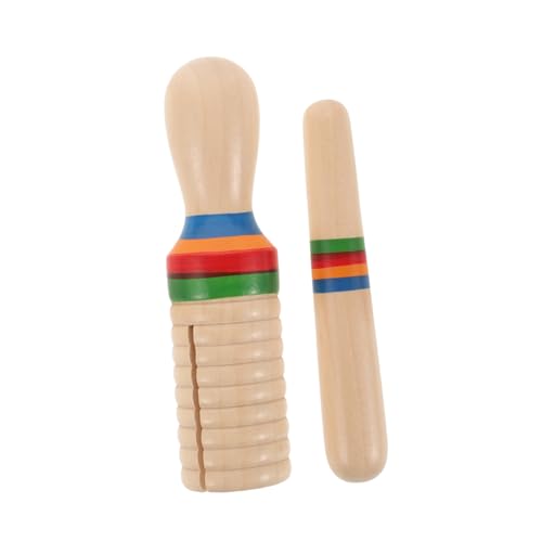 DIKACA 1 Set Pädagogisches Musikspielzeug Einzelgewinde Ring Schlaginstrument Pädagogisches Instrument Sound Tube Holz Musikinstrument Bambus Beige von DIKACA