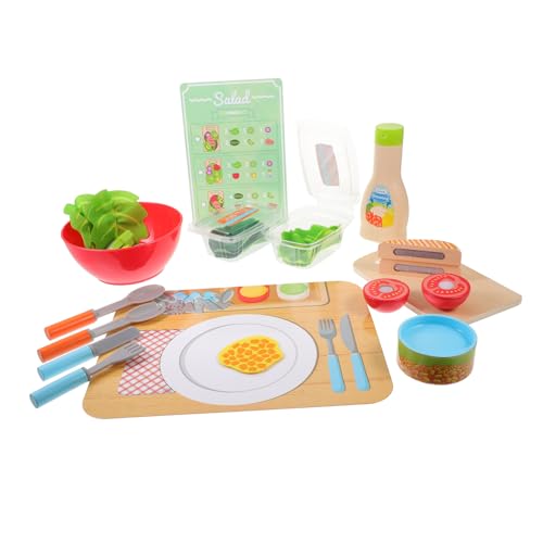 DIKACA Küchenspielzeug 1 Set Rollenspiele Mit Essensspielzeug Holz Slice and Wurf Salatspielzeug Für Inklusive Spielmesser Und Geschirr Für Die Kinderküche Ideal Für Kreative Rollenspiele Und von DIKACA