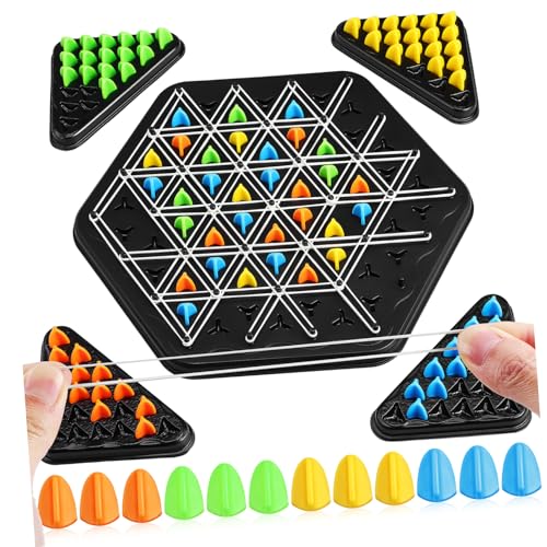 DIKACA 1 Set Triangel Ketten Schachspiel Strategisches Brettspiel Für 2 4 Spieler Familienabend Multiplayer Gummimaterial Große Ausführung Farbigem Karton von DIKACA