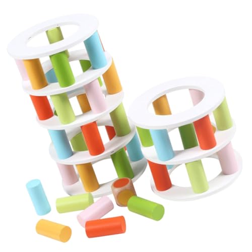 DIKACA Holzpuzzle Kinder 1 Set Türme Stapelspiel Balancespiel Holzblock Stapelspiel Für Frühkindliche Bildungsspielzeug Interaktives Lernspielzeug Für Ab 3 Jahren Kinderspielzeug von DIKACA