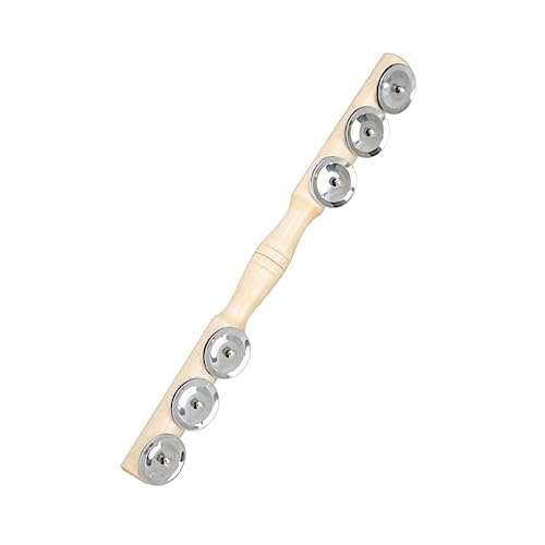 DIKACA 1 Stück Glocken Becken Musikspielzeug Musikunterricht Jingle Bell Stick Percussion Musikinstrument Jingle Bell Stick Percussion Percussion Musik Holz von DIKACA