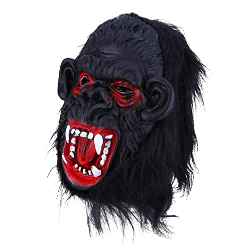 DIKACA 1 Stück Halloween Gorilla Maske Gruselige Horror Maske Für Karneval Und Halloween Schwarz Mit Großem Mund Ideal Für Kostümpartys Und Schaurige Auftritte von DIKACA