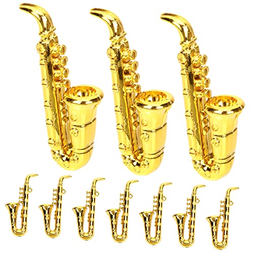 DIKACA 10 Stück Musikinstrument Modell Kleines Musikalisches Miniatur Saxophon Requisite Saxophon Spielzeug Miniatur Musikspielzeug Kleines Saxophon Winziges Saxophon Miniatur Dekor von DIKACA