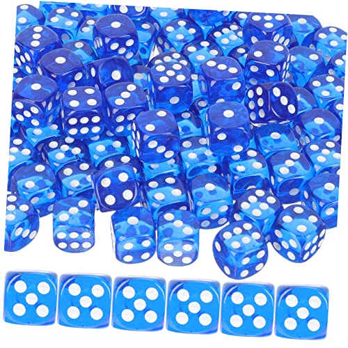 DIKACA 100 Stück Farbige Würfel Zahlenwürfel Sequenz Brettspiel Spiele Würfelspiel Würfeln Spiel-Requisiten Partyzubehör Große Würfel Tragbare Würfel Unterhaltungswürfel Blue Acryl von DIKACA