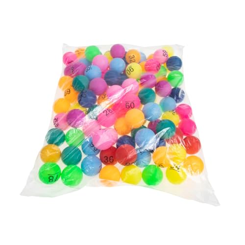 DIKACA 100st Farbe Zahlenball Bingokugeln Mit Käfig Automatenbälle Bälle Für Bällebad Pool-Pong Hohle Bingokugeln Bingo-ersatzkugeln Spielzähler Pongbälle Zahlenbälle Colorful Plastik von DIKACA