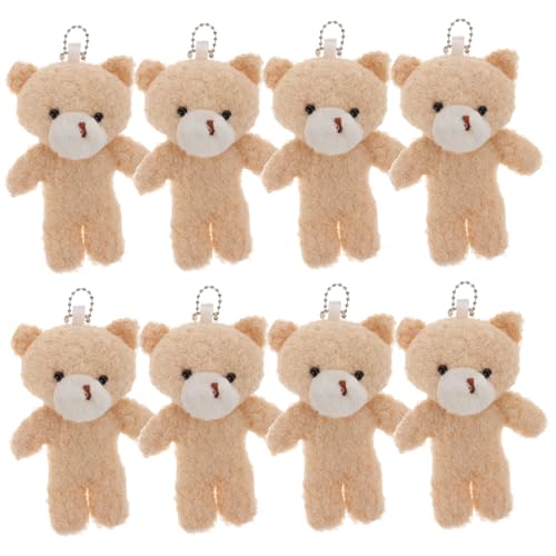 DIKACA 10St Teddybär-Anhänger kleine Bären aufhängen Multifunktionaler Bärenanhänger Bärenpuppe Mini tragen hängende Mini-Bärenfiguren Cartoon-Bär -Fleece Beige von DIKACA