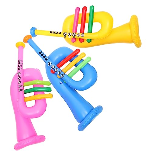 DIKACA 12 STK Aufblasbares Musikinstrument Aufblasbare Instrumentenstützen Instrumente Sprengen Aufblasbare Gitarren Für Aufblasbare Spielzeuge Kinderspielzeug Kleine Trompete Yellow PVC von DIKACA