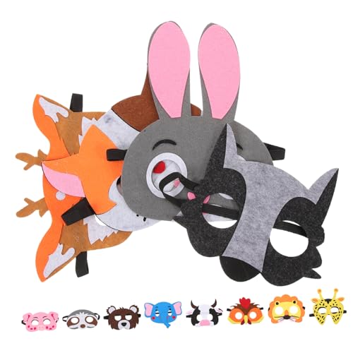 DIKACA 12 Stück Filz Tiermasken Set Lustige Tier Cosplay Masken Für Und Erwachsene Perfekt Für Halloween Karneval Fasching Und Maskeraden Und Kreative von DIKACA