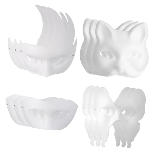 DIKACA 12 Stück Teiliges Blanko Papiermasken zum Bemalen Leichte Kostümmasken mit Schmetterlings und Katzenmotiven Masquerade Masken für DIY Kreativität bei Halloween Karneval Partys und DIKACA 12 Stück Teiliges Blanko Papiermasken zum Bemalen Leichte Kostümmasken mit Schmetterlings und Katzenmotiven Masquerade Masken für DIY Kreativität bei Halloween Karneval Partys und von DIKACA