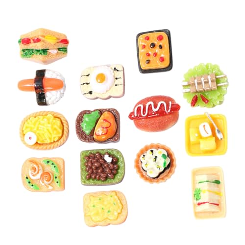 DIKACA 15 Stück Simuliertes Brot Burger Kochen Miniaturen Gefälscht Winziges Lebensmittelmodell Mini- -küchenzubehör Mini- -Rollenspiel Mini-küchenszenendekor Harz von DIKACA