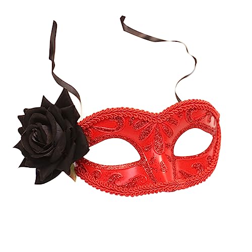 DIKACA 1Stück Halbgesichtsmaske Für Erwachsene Rosenmaske Für Maskerade Karneval Und Partys Realistische Simulation Für Halloween Und Fasching von DIKACA