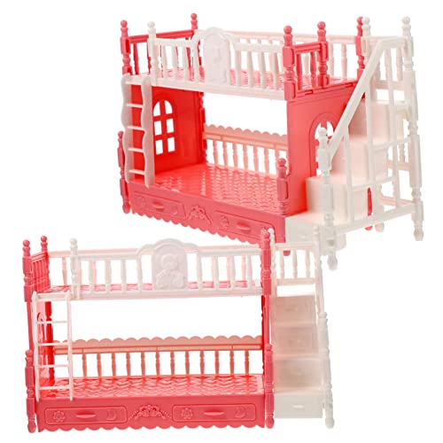 DIKACA 2 Sets Mini Doppelstockbett Für Puppen Miniatur Puppenmöbel Für Puppenhaus Zubehör Farbvariationen Ideal Für Kreatives Und Rollenspiele von DIKACA