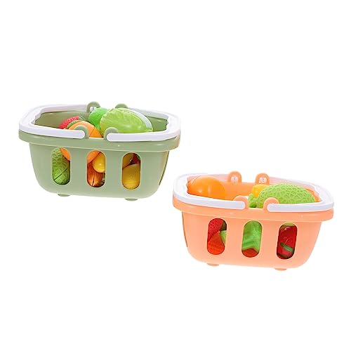 DIKACA 2 Sets Mini Handheld Einkaufskörbe Für Obst Und Gemü Körbe Für Kaufladen Und Rollenspiele + 22 Teile von DIKACA