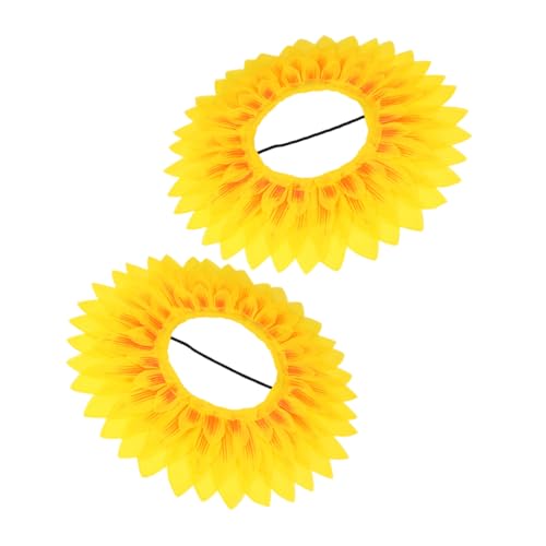 DIKACA 2 Stück Sonnenblumenkopf -deckungs -requisiten Sonnenblumenkrone Lustiger Hut Mütze Für Kleine Mädchen Kleine Mädchen Hüte Blumenhut-kostüm Blumenkopfschmuck Yellow Seidentuch von DIKACA