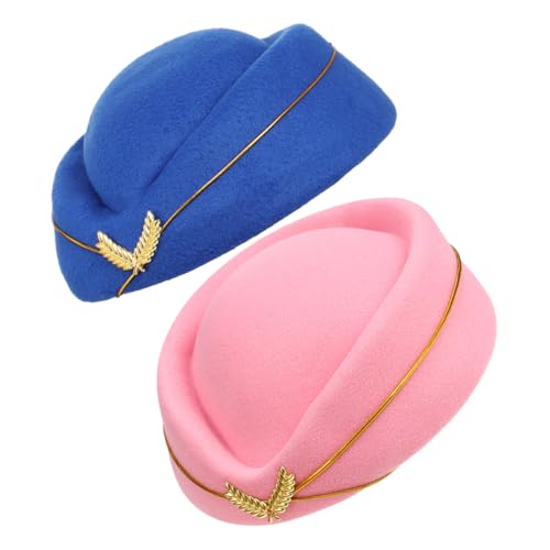 DIKACA 2 Stück Teiliges Stewardess Kostümset Damen Beret Filz Stewardesshut Leichter Bequemer Hut für Bühnenauftritte Cosplay und Themenpartys DIKACA 2 Stück Teiliges Stewardess Kostümset Damen Beret Filz Stewardesshut Leichter Bequemer Hut für Bühnenauftritte Cosplay und Themenpartys von DIKACA