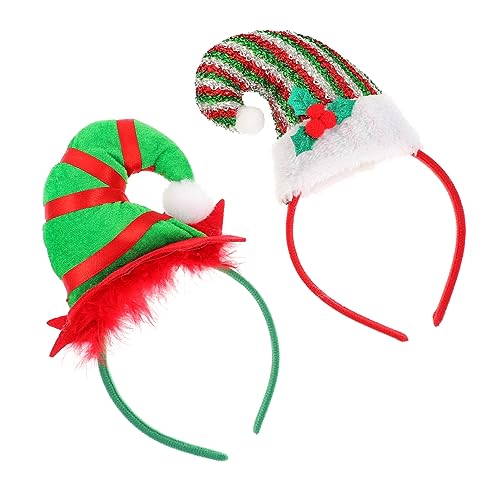 DIKACA 2 Stück Weihnachts Stirnbänder Mit Elfenhut Lustige Haarreife Für Weihnachten Party Accessoires Für Damen Und Festliche Weihnachtsmützen Kopfschmuck von DIKACA