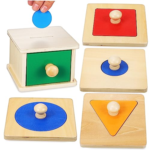 DIKACA 2 Teiliges Set Geometrische Puzzles Mit Holzkasse Frühes Lernspielzeug Für Kleinkinder Pädagogische Puzzle Boards Und Sparspielzeug Für Eine Spielerische Entwicklung von DIKACA