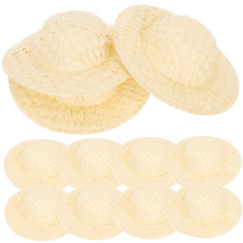 DIKACA 20Pcs Gewebte Papierhut Puppen Kleine Puppenbabys Puppen Foto Ornamente Dollhouse Accessoires Haube Miniaturpuppe Hut Mini Hüte Für Handwerkshut Foto Requisiten DIY Dull Has von DIKACA