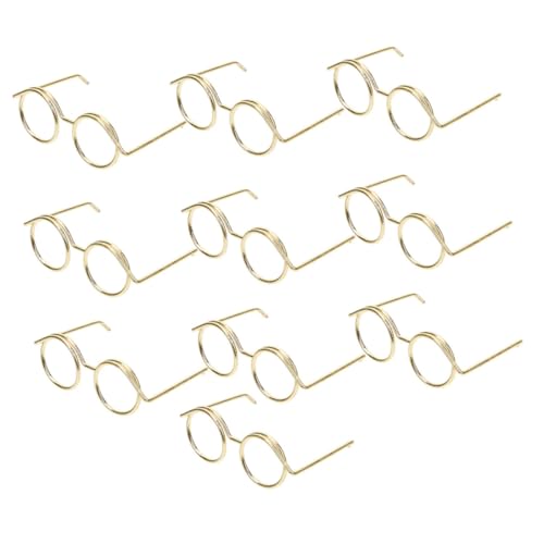 DIKACA 20st Mini-brillengestell Zubehör Puppe Webstuhl Miniatur Charme Mädchen Bausatz Neon Augapfel Neuartige Sonnenbrille Winzige Brille Winzige Gläser Golden Metall von DIKACA