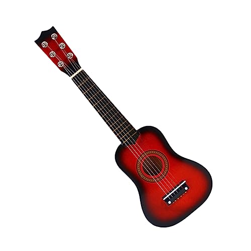 DIKACA 23 Holzgitarre kinderinstrumente musikinstrumente Musikalisches Lernspielzeug holzspielzeug Gitarre Gitarre tragbare Gitarre Gitarrenspielzeug Hölzern rot von DIKACA