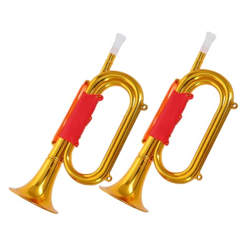 DIKACA 2St Laden Sie Requisiten auf Trompeteninstrument Lautsprecher für Kindermusikinstrument Horn Kinderspielzeug Trompete Standard-Trompeten-Trainingsgerät Plastik Golden von DIKACA