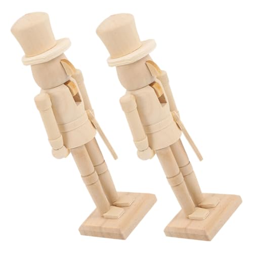 DIKACA 2St Nussknacker Handwerk Figur unbemalt unvollendeter Nussbaumsoldat DIY-Verzierung Basteln DIY-Dekoration Spielzeug DIY Walnuss-Soldat-Ornament Weihnachtsdekoration hölzern Beige von DIKACA