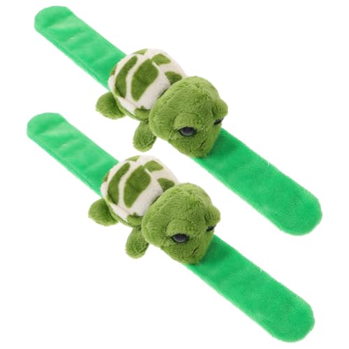 DIKACA 2er Set üsch Schildkröte Snap Armband Lustige Tier Themen Slap Wristbands Für Kinderpartys Kuscheltiere Und Mitgebsel Grünes Design von DIKACA