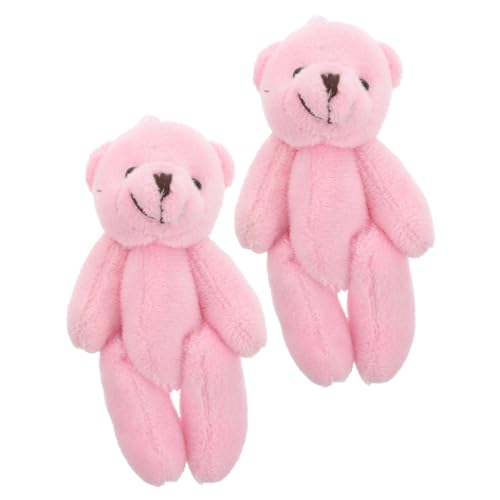 DIKACA 2st Puppenhauspuppe Minibären Kleiner Ausgestopfter Bär Kleine Bären Bär Plüsch Miniatur-plüschbärenspielzeug Mini-bärenspielzeug Mini-bärenpuppen Mini-Puppen Rosa Kurzer Plüsch von DIKACA