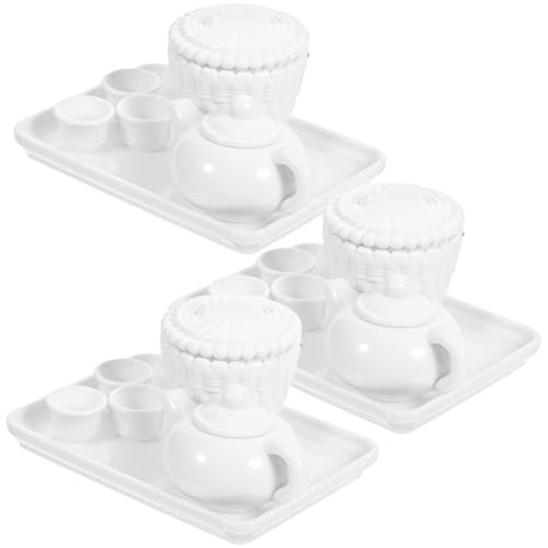 DIKACA 3 Sätze Puppenhaus-teeservice Kinderspielzeug Puppenhaus Teetasse Mikro-puppenhausdekoration Mini- -küchenzubehör Miniatur-puppenhauszubehör Mini-teetasse Weiß Plastik von DIKACA