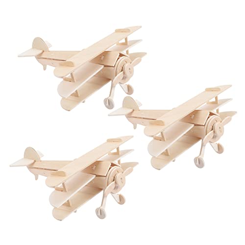 DIKACA 3 Stück 3D-Rätsel Kinderspielzeug Bausatz aufblasbares Flugzeug bastel Set für flugzeugmodelle bausätze 3D-Puzzle-Modell- Kindermodell-Puzzle- hölzern von DIKACA