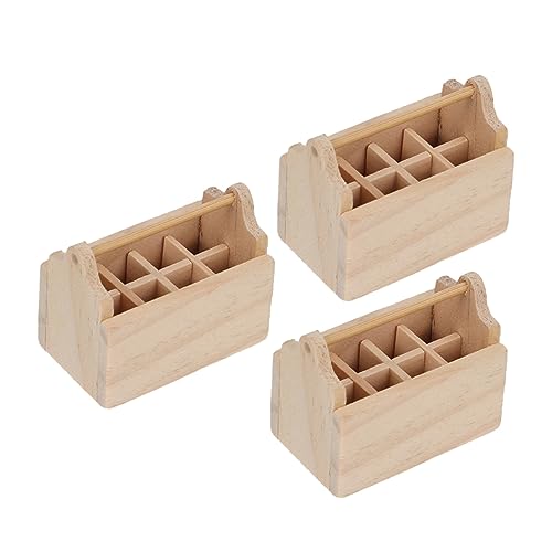 DIKACA 3 Stück kleine Werkzeugkiste Zubehör Mini werkzeugkasten werkzeugkoffer Mini Miniature Toolbox Miniature Model Toolbox Werkzeugkastentür aus Holz Mini-Möbeldekor Möbelmodell Khaki von DIKACA