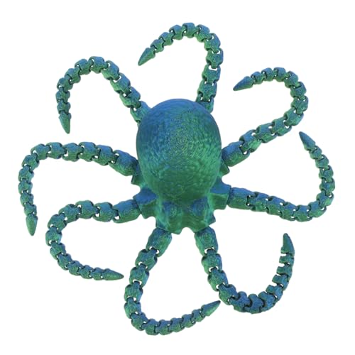 DIKACA 3D Gedrucktes Octopus Mit Beweglichen Armen Flexibles Oktopus Modell Als Dekoration Für Schreibtisch Und Aquarium Große Meereslebewesen Figur Lasergrün von DIKACA