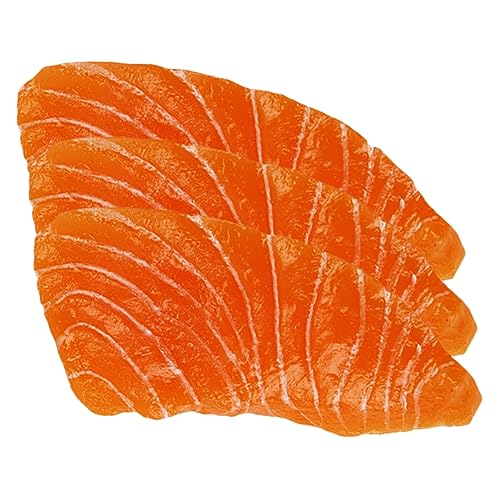 DIKACA 3St Simulation Lachs Modelle für Lachsfutter realistischer Fisch Lachs Requisiten hochzeitsdekoration schaukästen Restaurant gefälschtes Essen simulierte Lachsscheiben PVC Orange von DIKACA