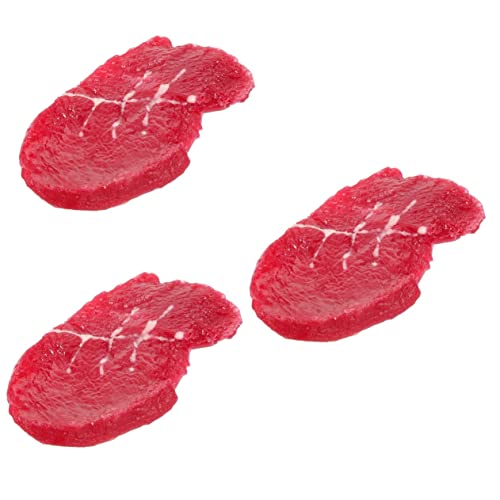 DIKACA 3St Steakimitat realistische Steak-Requisite Requisiten für gefälschte Steaks simulierte Steaks Fleisch küchendekoration Home Decor künstliches Steakdekor geschnittene Steaks Harz von DIKACA