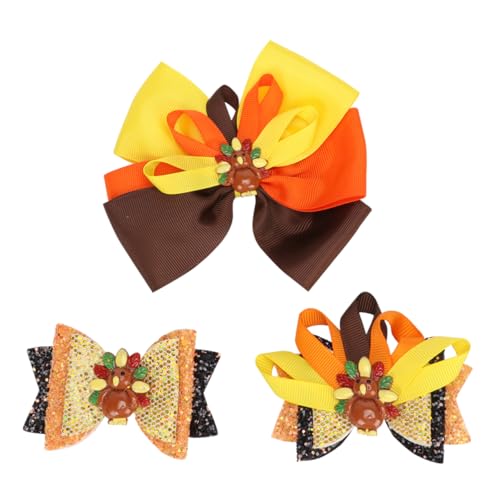 DIKACA 3St Thanksgiving Bow Haarspangen Cartoon-Haarspangen Cartoon-Kopfschmuck kinder haarspangen haarspange kinder Haarnadel Haarklammer Haarspangen mit Schleifenknoten Handgemacht von DIKACA