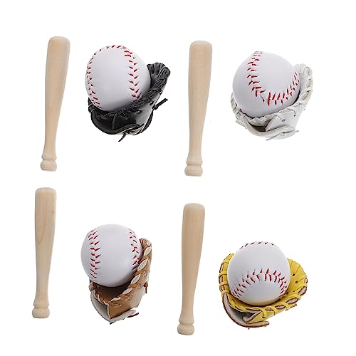 DIKACA 4 Sätze Baseball - Modell Baseball Schlüsselanhänger Baseball - Souvenir Baseball Fanartikel Mini - Baseball - Schlüsselanhänger Schlüsselanhänger zum Aufhängen Mini - Baseball - Kit hölzern von DIKACA