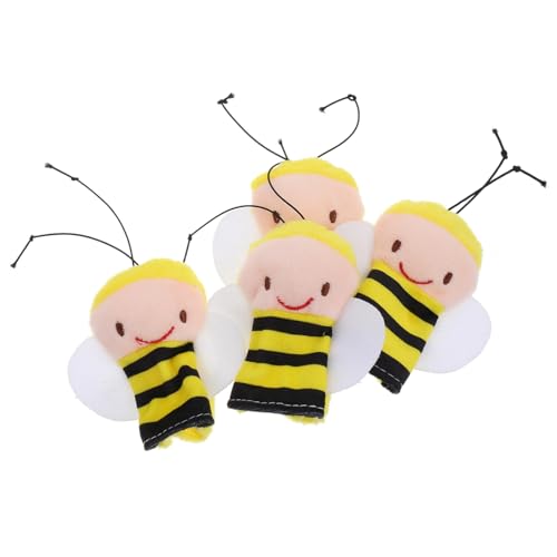 DIKACA 4 Stück Bienen-Fingerpuppenspielzeug interaktives Fingerpuppen ausgestopft Fingerpuppen Tiere Fingertierpuppen weiche Fingerpuppen Tierische Fingerpuppen Plüsch von DIKACA