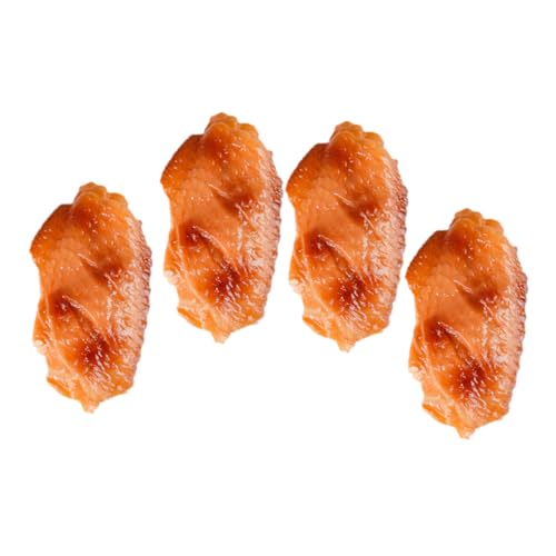 DIKACA 4 Stück Simulierte Hühnerflügel Spieße Küken bastel Materialien ziernieten Chicken Wings Dekorationshähnchenflügel verschleißfester Hühnerflügel künstliche Hühnerflügel PVC Orange von DIKACA