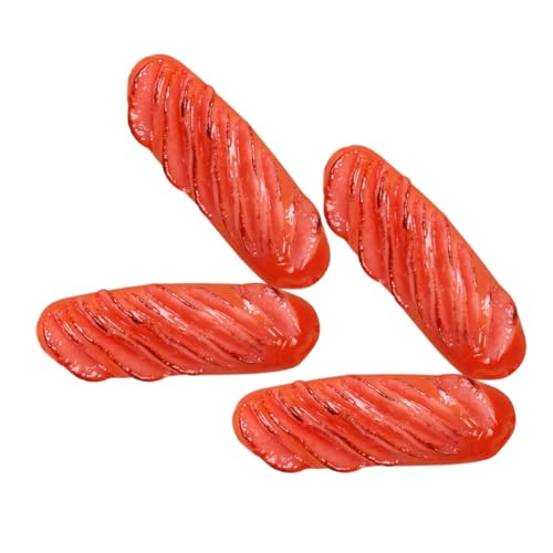 DIKACA 4 Stück Simulierte Wurst wohnungsdeko hausdeko Bäckereien Nachbildung von Hot Dogs ziernieten Shop-Hot-Dog-Modell Künstliches Hot-Dog-Modell Simuliertes Bratwurst-Dekor PVC rot von DIKACA