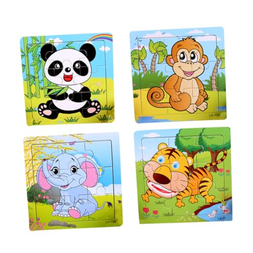 DIKACA 4 Teiliges Tier Puzzle Für Kleinkinder | 9 1 Lernspielzeug Für Vorschulkinder | Pädagogisches Und Sensorisches Mit Elefant Tiger Panda Und von DIKACA