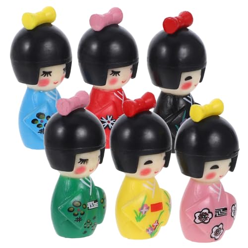 DIKACA 48 STK Kimono-puppenschmuck Krippenschmuck Für Kinder Mädchen Asiatische Kimonopuppe Bausatz Japanische Dekoration Asiatisches Puppenmodell Japanische Kimonofigur Miniatur Feng PVC von DIKACA