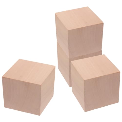 DIKACA 4Pcs Bausteine ​​Lehrmittel für quadratische Holzblöcke Holzwürfel pädagogisches Würfelblockspielzeug pädagogisches Blockspielzeug Vorschulspielzeug hölzern Khaki von DIKACA