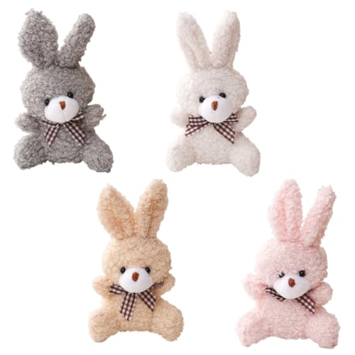 DIKACA 4er Set üsch Hase Schlüsselanhänger Fluffy Bunny Pendants Für Handtasche Und Autos Gemischte Farben Weiches Kuscheltier Für Und Erwachsene von DIKACA