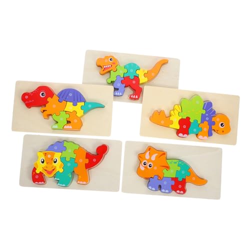 DIKACA 5 Teiliges Dinosaurier Puzzle Für Montessori Lernspielzeug 3D Puzzle Aus Buntem Fördert Die Frühkindliche Entwicklung Und Kognitive Fähigkeiten Ideal Für Jungen Und von DIKACA