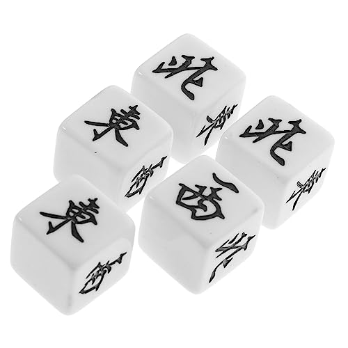 DIKACA 5St Feng-Shui-Ornament Mahjong-Spiel Würfel Acryl-Spielrequisite Spielstütze Brettspiel-Tool Mahjong-Zubehör Schachbrett Südosten Nordwesten Mahjong-Fliesen d6 einstellen von DIKACA