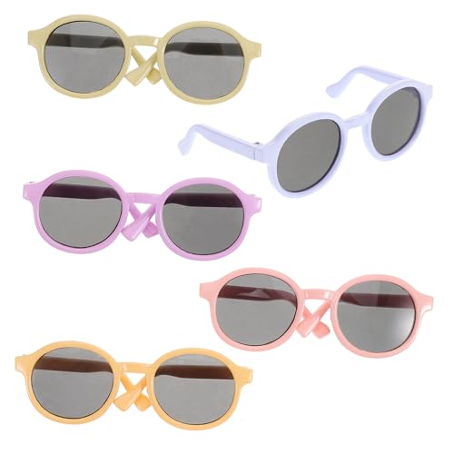 DIKACA 5St Puppenbrille Mini-Sonnenbrille für Puppen Haustierbrillen gefüllte Tierbrille Spielzeug-Accessoires Puppenparty stilvolle Brillenrequisiten Mini-Gläser zum Basteln Plastik von DIKACA